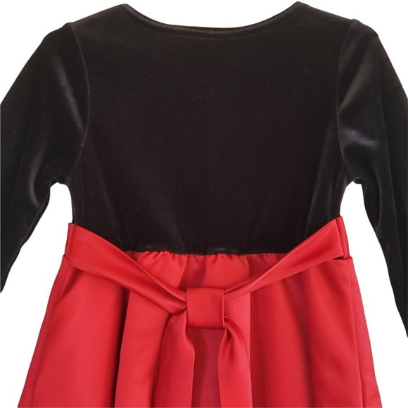 Dollie & Me Black Red Fancy Party Flared Swing Dress Girls 6 Lined Long Sleeve - Picture 6 of 9